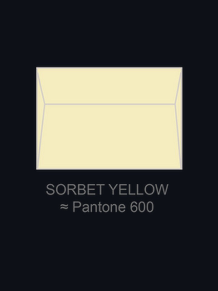 Letterpress envelope in Sorbet Yellow, Pantone 600, for birth announcements