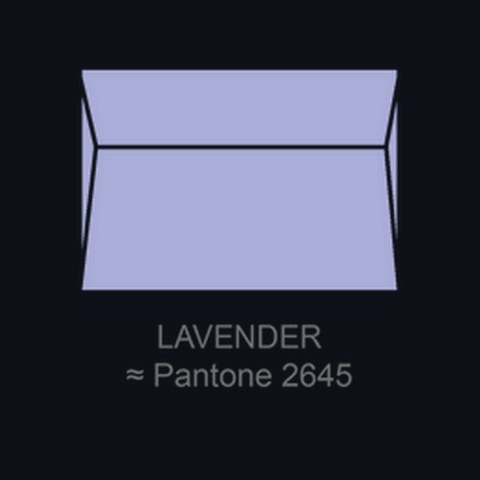 Letterpress envelope in Lavender, Pantone 2645