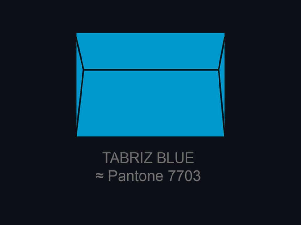 Pantone Tabriz Blue colour reference envelope